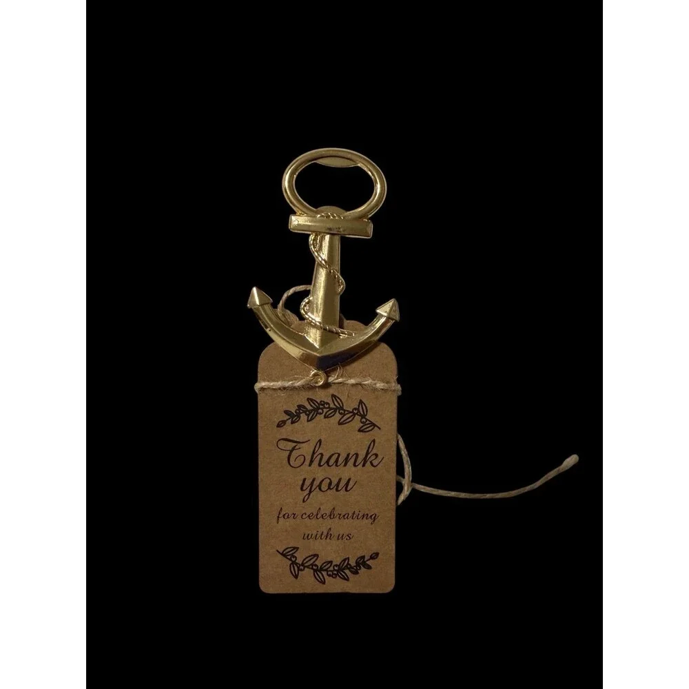 Gold Anchor Bottle Opener Wedding Favor – Nautical Thank You Party Gift